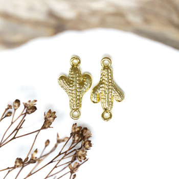 18K Gold Plated 16x9mm Saguaro Cactus Link