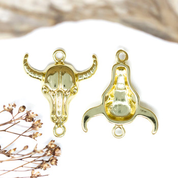 18K Gold Plated 27x23mm Bull Skull Link