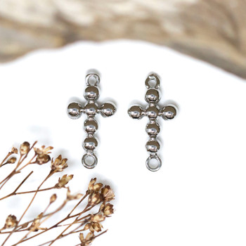 Platinum Plated 18x10mm Beaded Cross Link