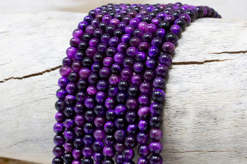 Tiger Eye A Grade Polished Dyed Purple 4mm Round