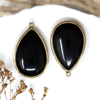 Black Onyx Polished 20x30mm Drop Pendant