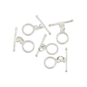 Sterling Silver Plated 8mm Twisted Toggle - 5 Pieces
