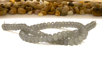 Jade Polished 5x8mm Dyed Grey Faceted Rondelle