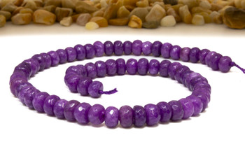Jade Polished 5x8mm Dyed Mauve Faceted Rondelle