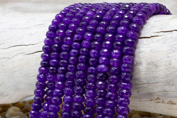 Jade Polished 5x8mm Dyed Violet Faceted Rondelle