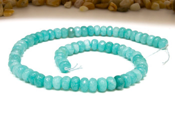 Jade Polished 5x8mm Dyed Light Turquoise Faceted Rondelle