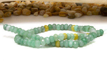 Jade Polished 5x8mm Dyed Lemon Mint Faceted Rondelle