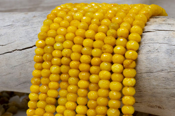 Jade Polished 5x8mm Dyed Yellow Faceted Rondelle
