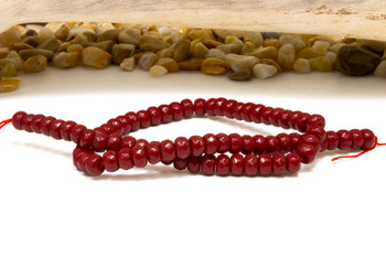 Jade Polished 5x8mm Dyed Dark Red Faceted Rondelle