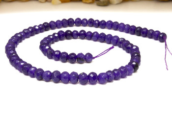 Jade Polished 4x6mm Dyed Violet Faceted Rondelle