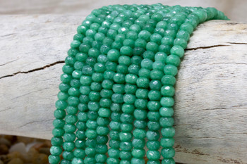 Jade Polished 4x6mm Dyed Green Faceted Rondelle