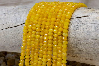 Jade Polished 4x6mm Dyed Yellow Faceted Rondelle