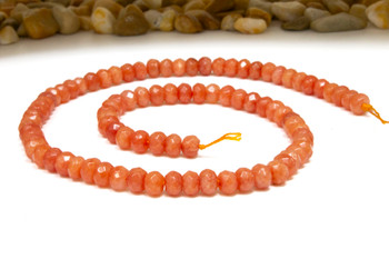 Jade Polished 4x6mm Dyed Dark Coral Faceted Rondelle