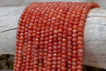Jade Polished 4x6mm Dyed Dark Coral Faceted Rondelle