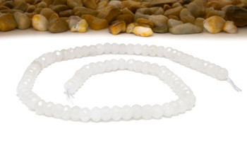 Jade Polished 4x6mm White Faceted Rondelle