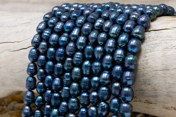 Freshwater Pearls Polished Peacock 8-10mm Potato