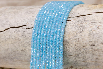 Zircon CZ AA Grade Polished Blue Aqua 2x3mm Faceted Rondelle