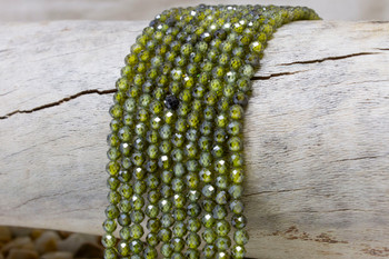 Zircon CZ AA Grade Polished Dark Olive 4mm Faceted Round