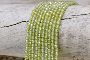 Zircon CZ AA Grade Polished Light Olive 4mm Faceted Round