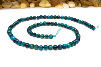 Tiger Eye A Grade Polished Dyed Teal 4mm Round