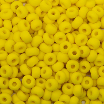 Size 6 Czech Seed Beads -- 112m Lemon Yellow Matte