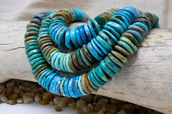 Natural Turquoise Polished 6-18mm Graduated Banded Heishi