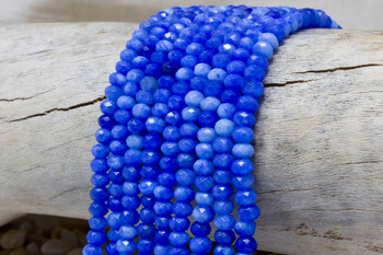 Jade Polished 4x6mm Dyed Blue Mix Faceted Rondelle