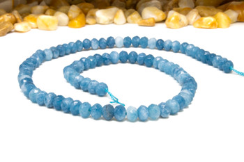 Jade Polished 4x6mm Dyed Denim Blue Faceted Rondelle