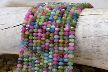 Jade Polished 4x6mm Tourmaline Color Faceted Rondelle
