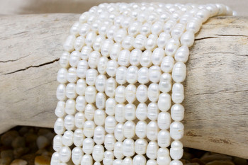 Freshwater Pearls Polished White 6-10mm Rice Nugget