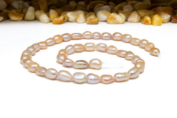 Freshwater Pearls Polished Lilac Peach 6-9mm Rice