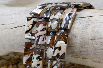 Sarmatieus Shell Polished 27.5x15mm Rectangle Bead - Double Sided
