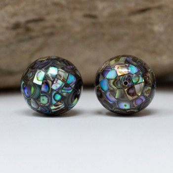 Abalone Polished 17.5mm Mosaic Round Bead