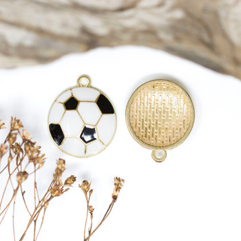Gold Plated Alloy 17mm Enamel Soccer Ball Charm