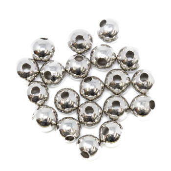 Stainless Steel Light Weight 8mm Round - 2mm Hole - 20 Pieces