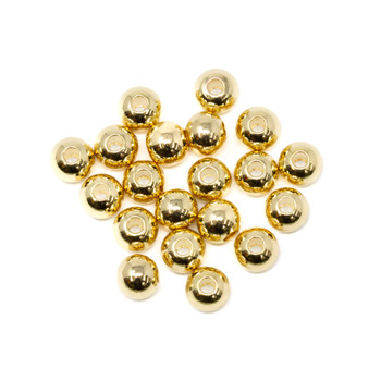 18K Gold Plated 8mm Round Anti Tarnish Coating - 1.5mm Hole - 20 Beads