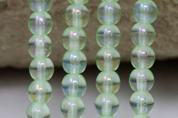 Czech Glass 4mm Round -- Luster Iris Peridot