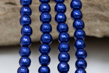 Czech Glass 4mm Round -- Saturated Metallic Evening Blue