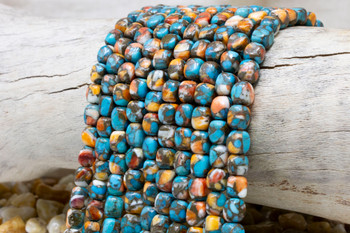 Turquoise & Spiny Oyster Polished 6-8mm Rectangle Nugget