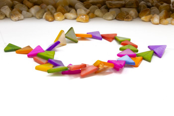 Natural Shell Polished Multi Colored Dyed 13mm Triangle