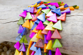 Natural Shell Polished Multi Colored Dyed 13mm Triangle