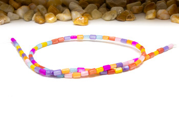 Natural Shell Polished Summer Multi Colored Dyed 3x5mm Tube