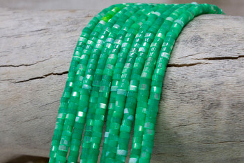 Natural Mother of Pearl Polished Dyed Green 2x4mm Wheel