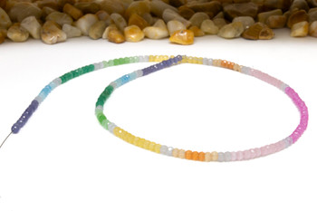 Zircon CZ Polished Banded Multi Colored 2x3mm Faceted Rondelle
