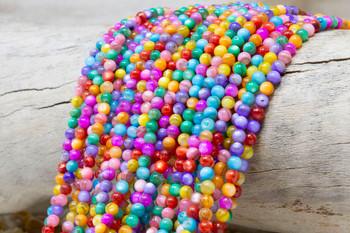 Natural Shell Multi Colored Dyed 4mm Polished Round