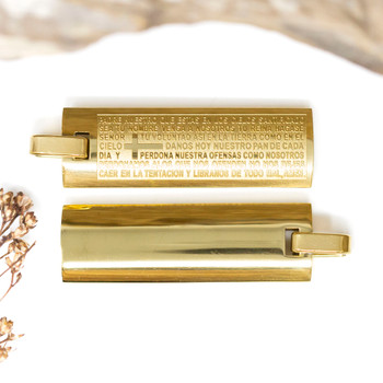 Gold Plated Stainless Steel 37x11mm Lords Prayer Pendant