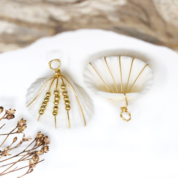 Natural Shell Polished Gold Plated 17x22mm Wrapped Gold Beads Pendant