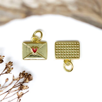 Gold Plated Enamel 8x11mm Love Letter Charm
