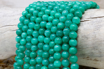 Natural Jade Polished Dyed Green 8mm Round