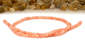 Natural Jade Polished Dyed Salmon 4mm Round